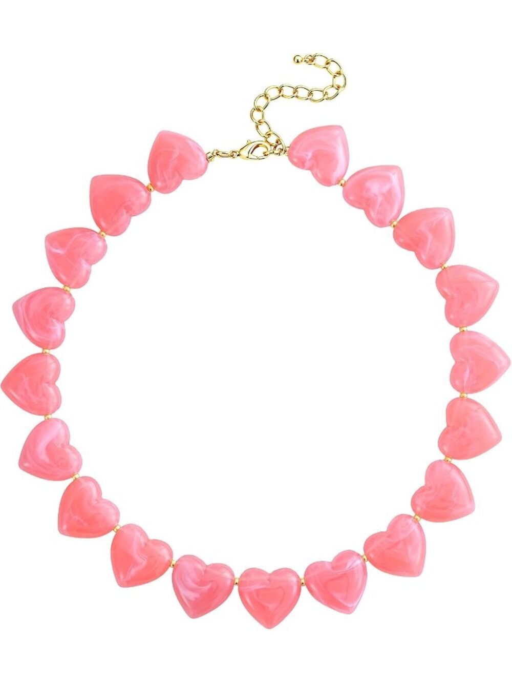 Women's Light Pink Shell Resin Heart Choker Vintage Chunky Statement Jewelry